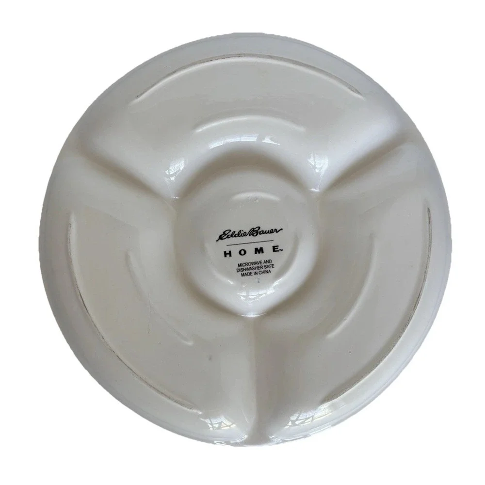 Eddie Bauer Home Platter LG Chip Dip Blue White Sailboat Lighthouse Beach House - Picture 2 of 7